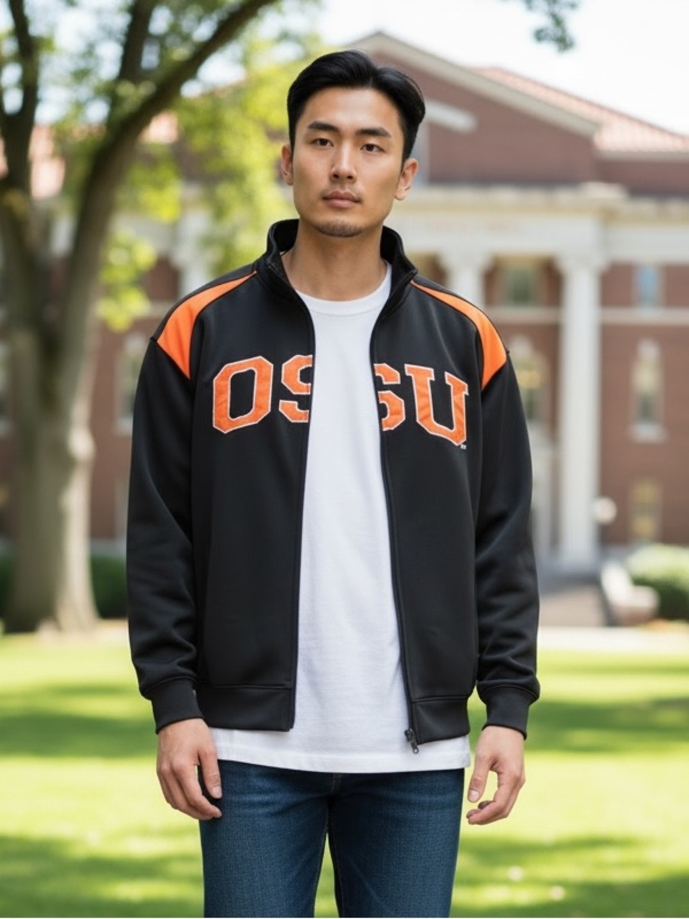 OSU Black & Orange Zip-Front Track Jacket